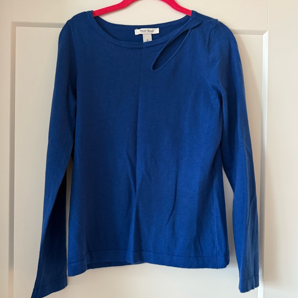 White House Black Market Long Sleeve Top with Shoulder Cutout, medium